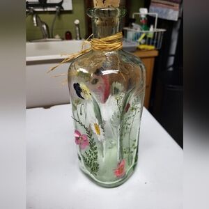 Decorative Glass Bottle with Floral Design